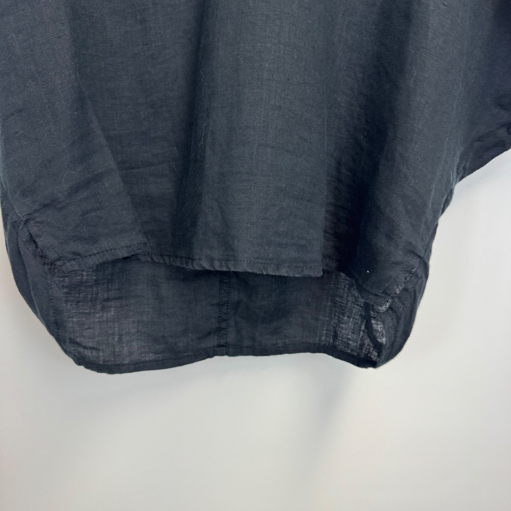 Sigrid Olsen Black 100% Linen Boxy Dolman Sleeve Blouse Top Womens Small - Picture 6 of 12